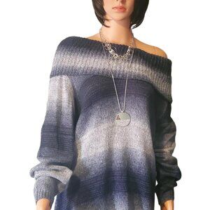 ALYX NWT Comfy Sweater - Women Cowl Neck Long Sleeve– Navy blue gray shades